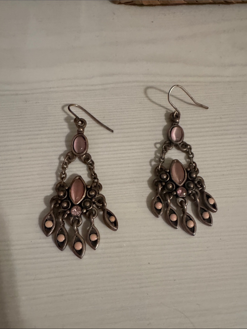 Pink Stone Chandelier Drop Earrings - Unbranded